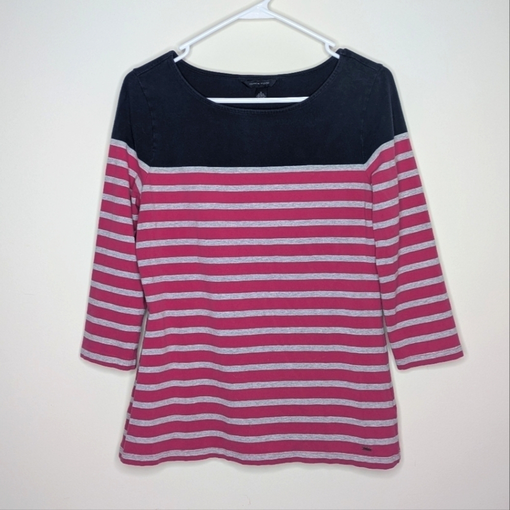 Tommy Hilfiger Stripe Three Quarter Sleeve Shirt M